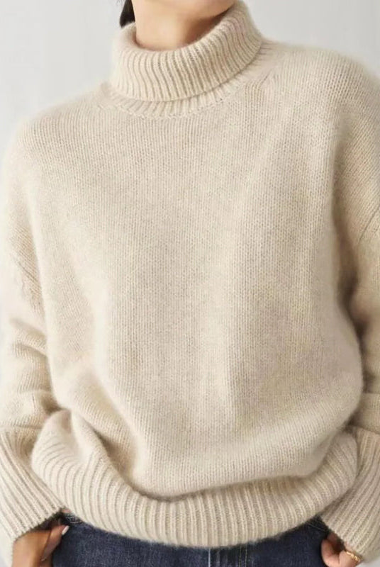 Lumina Wear Isabella soft knit turtleneck sweater with relaxed fit, cozy and stylish for casual wear.