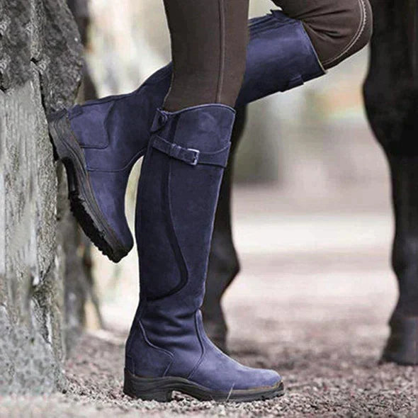 Isabella | Stylish Black Knee High Boots with Buckle Strap - Lumina 3