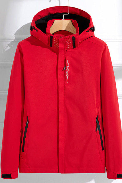 Waterproof hooded women's windbreaker by Lumina Wear featuring adjustable fit and stylish design.