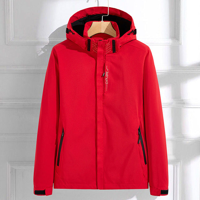 Waterproof hooded women's windbreaker by Lumina Wear featuring adjustable fit and stylish design.
