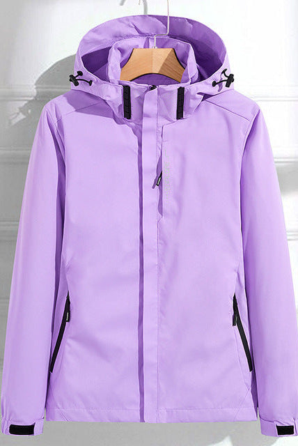 Isabella Lumina waterproof hooded women's windbreaker with adjustable fit, lightweight outerwear, in stylish design, front view