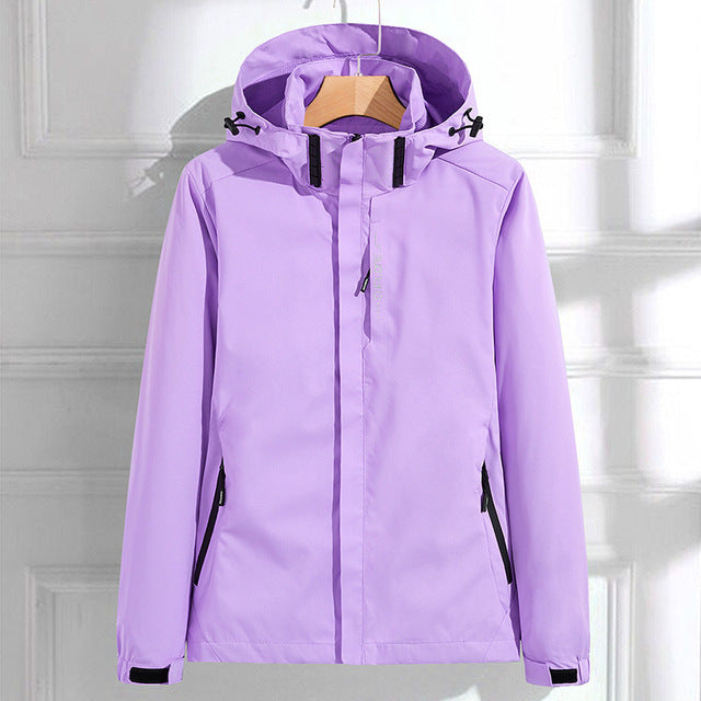 Isabella Lumina waterproof hooded women's windbreaker with adjustable fit, lightweight outerwear, in stylish design, front view