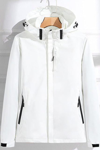 Isabella Lumina waterproof hooded women's windbreaker with adjustable fit, lightweight and stylish for outdoor activities.