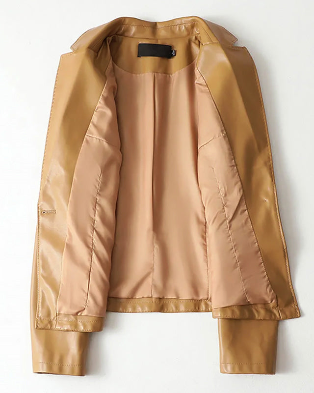 Genuine leather blazer jacket by Lumina Wear featuring a tailored fit and single-button closure, shown in deep brown.