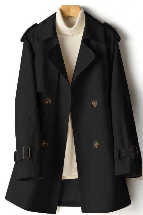 Lightweight tailored trench coat with waist cinch from Lumina Wear, shown in a versatile, stylish design.