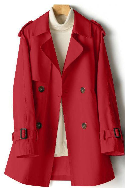 Lightweight beige Isabella Lumina Wear tailored trench coat with waist cinch, stylish and fitted for a modern look.