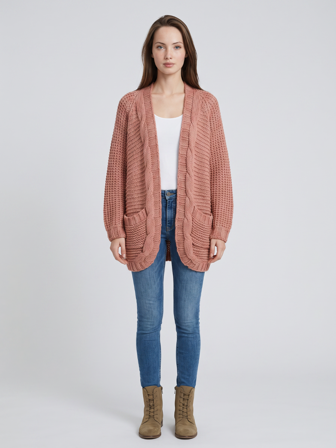 Isabella textured oversized women's cardigan with batwing sleeves by Lumina Wear, shown in soft, cozy fabric.