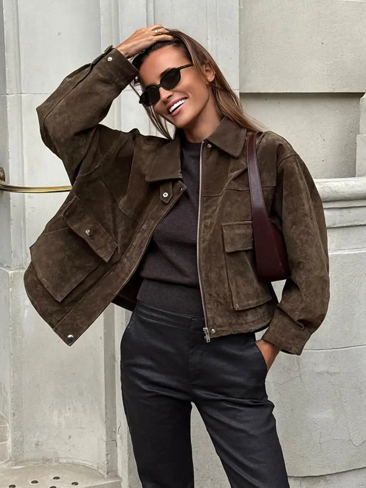Isabella | Textured Utility Jacket with Snap-Button Details and Turn-Down Collar - Lumina 1