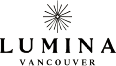 Logo of Lumina Vancouver with a stylized sun design above the text on a black background.