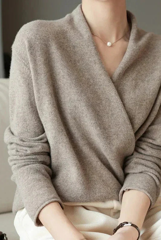 Lightweight knit top for women by Lumina Wear featuring a wrap neck and stylish design, perfect for casual or chic outfits.