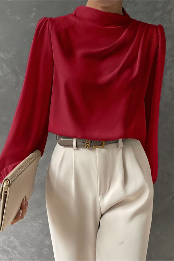 Lumina Wear Madison elegant relaxed fit blouse featuring timeless style, showcased on a model with neutral background.