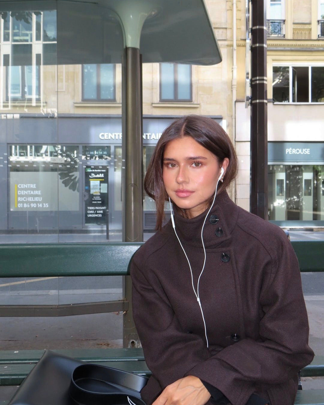 Lumina Wear Martha structured high-neck cropped jacket with button closure, stylish and tailored for a modern look.