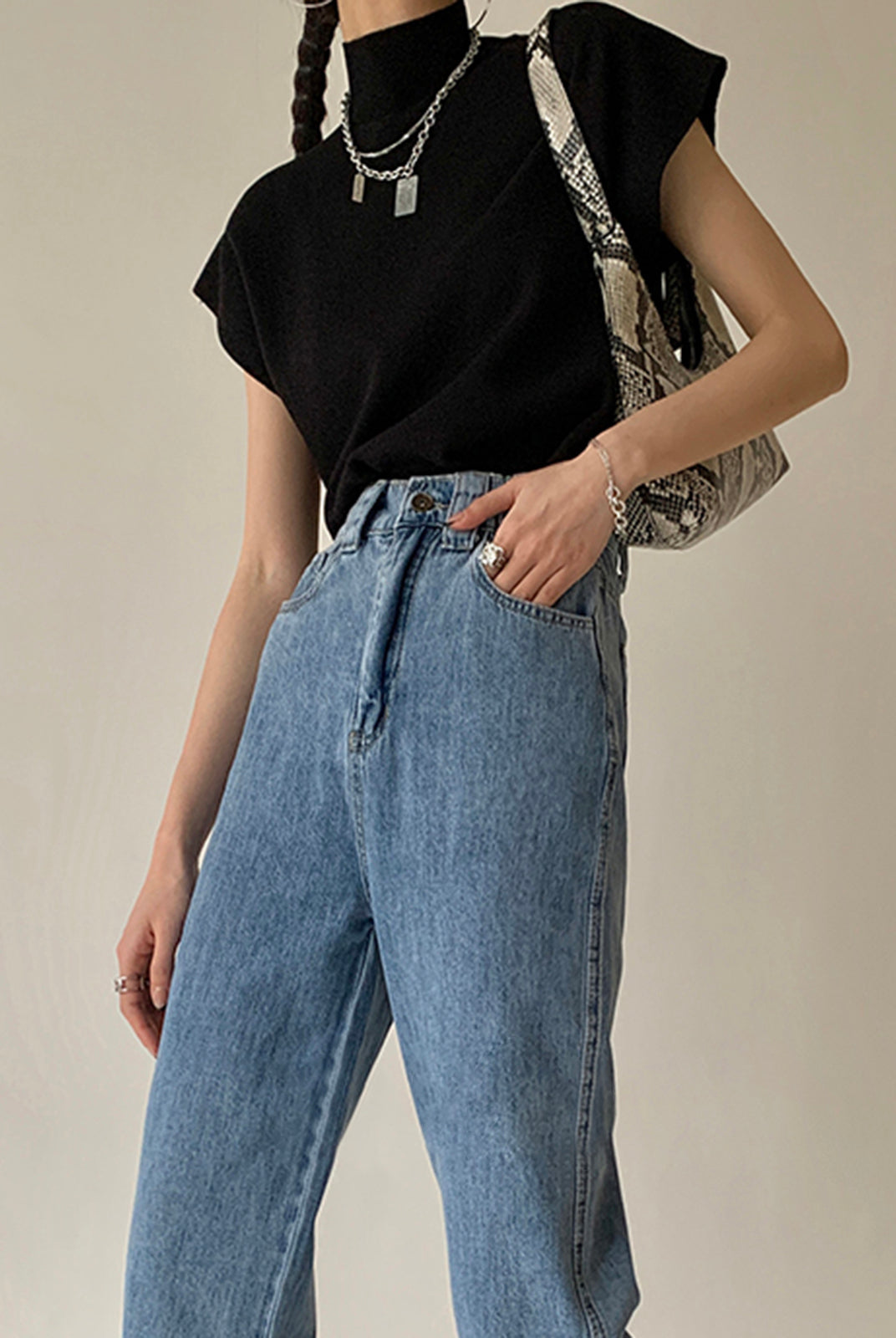 Lumina Wear Michelle modern mock neck casual top with tailored fit, shown in a neutral color, featuring a sleek, fitted design.