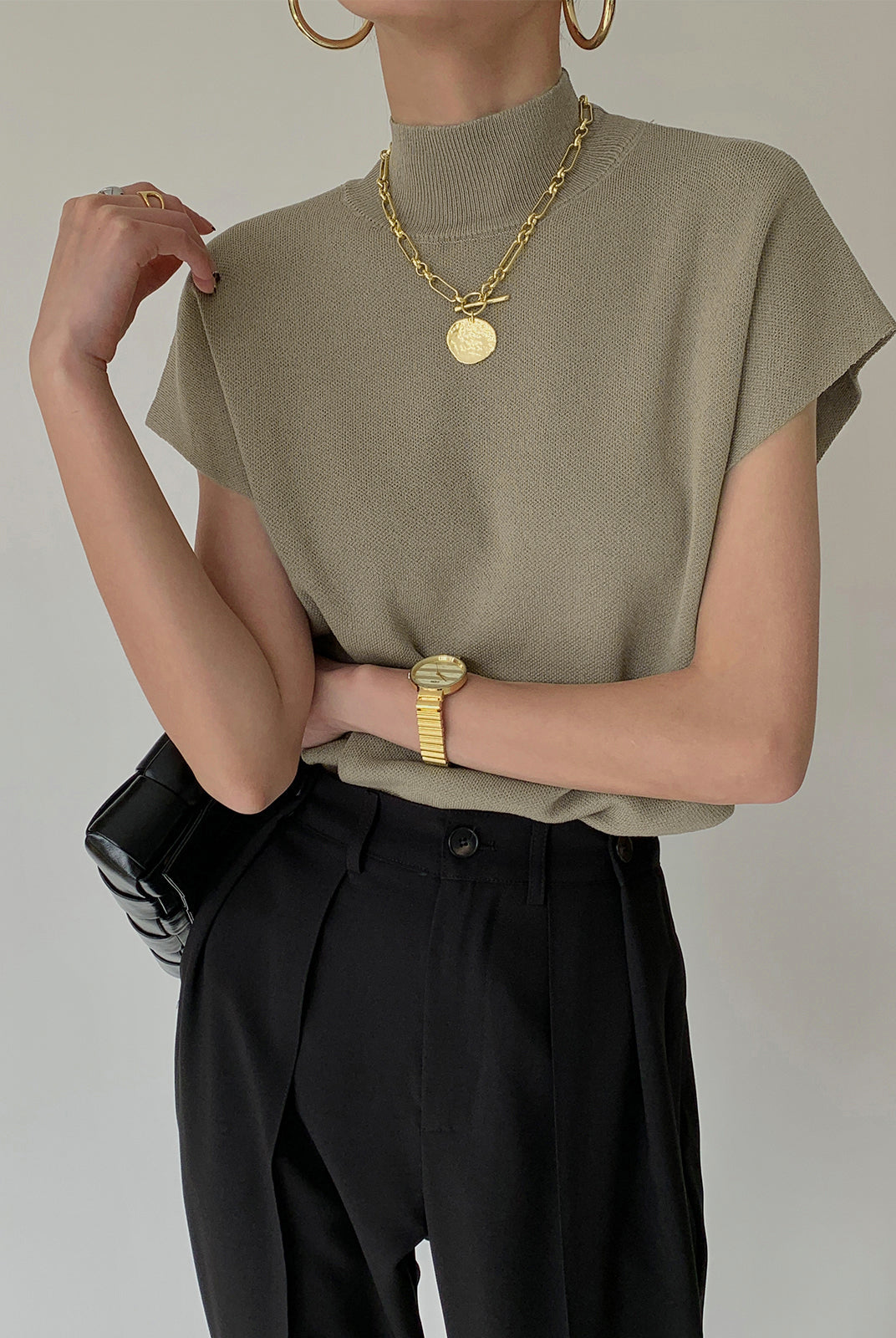 Lumina Wear Michelle modern mock neck casual top with tailored fit, shown in a stylish shirt with long sleeves and sleek design.