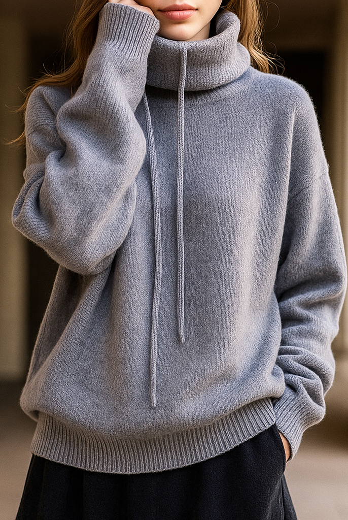 Lumina Wear Milan oversized hoodie made of breathable Merino wool with an adjustable neck, relaxed fit, and cozy comfort.