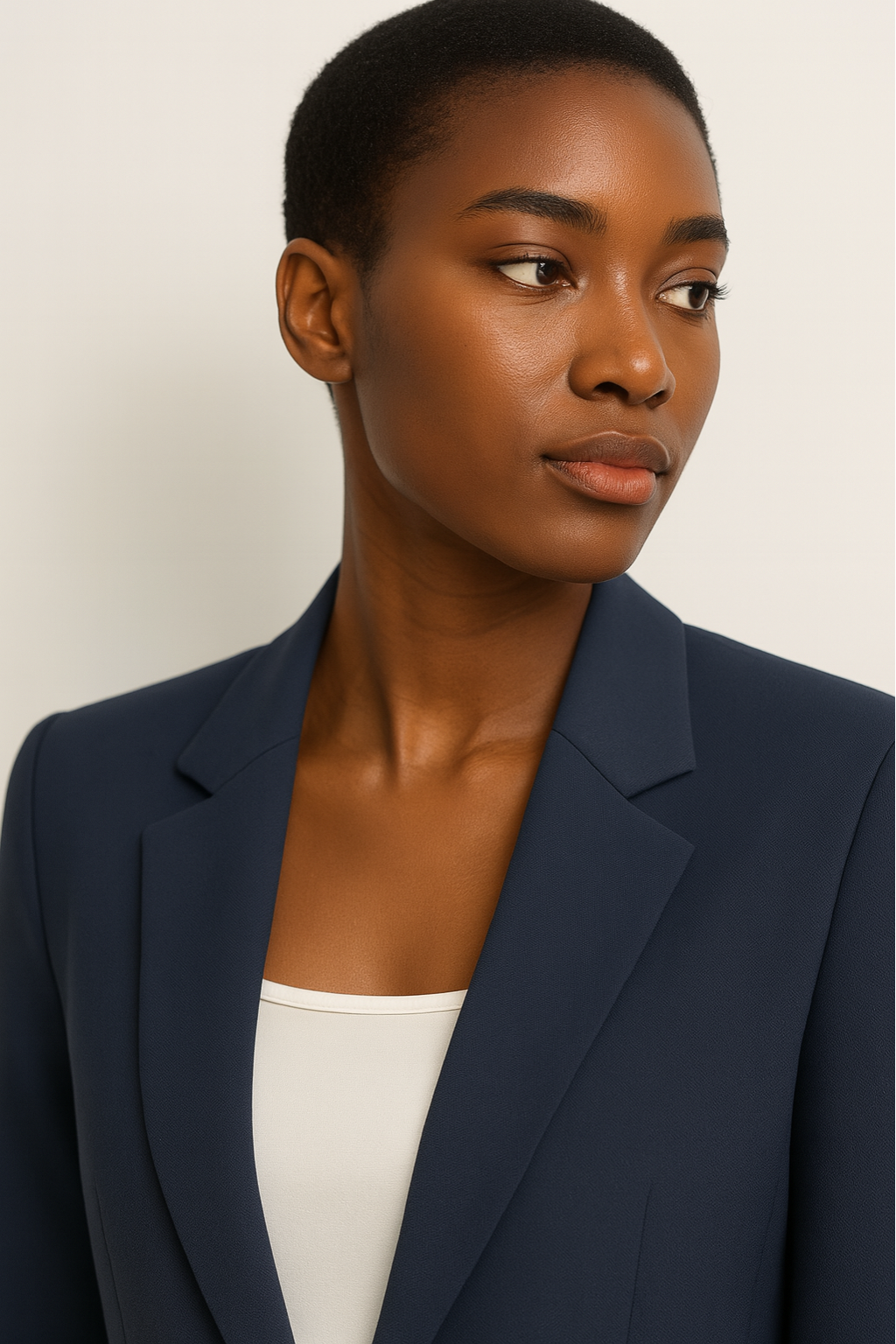 Natalie white tailored pantsuit with straight leg design from Lumina Wear, featuring a sleek, professional look and structured fit.