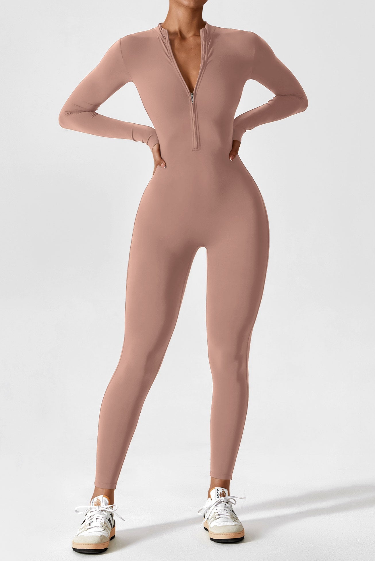 Lumina Wear Penelope sleek fitted two-piece dress set with zip detail, featuring a stylish and modern design.