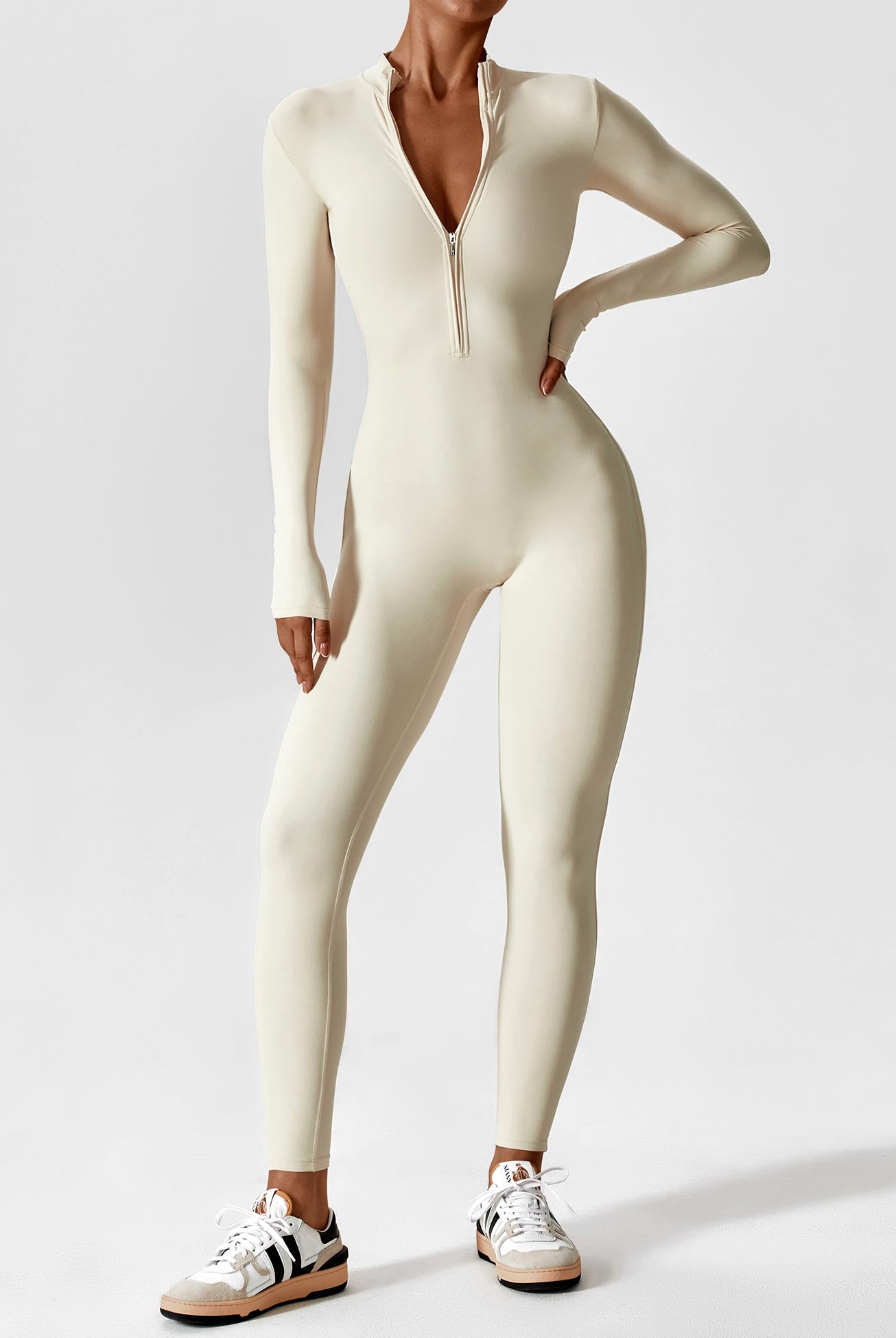 Lumina Wear Penelope sleek fitted two-piece dress set with zip detail, featuring a stylish and modern design.