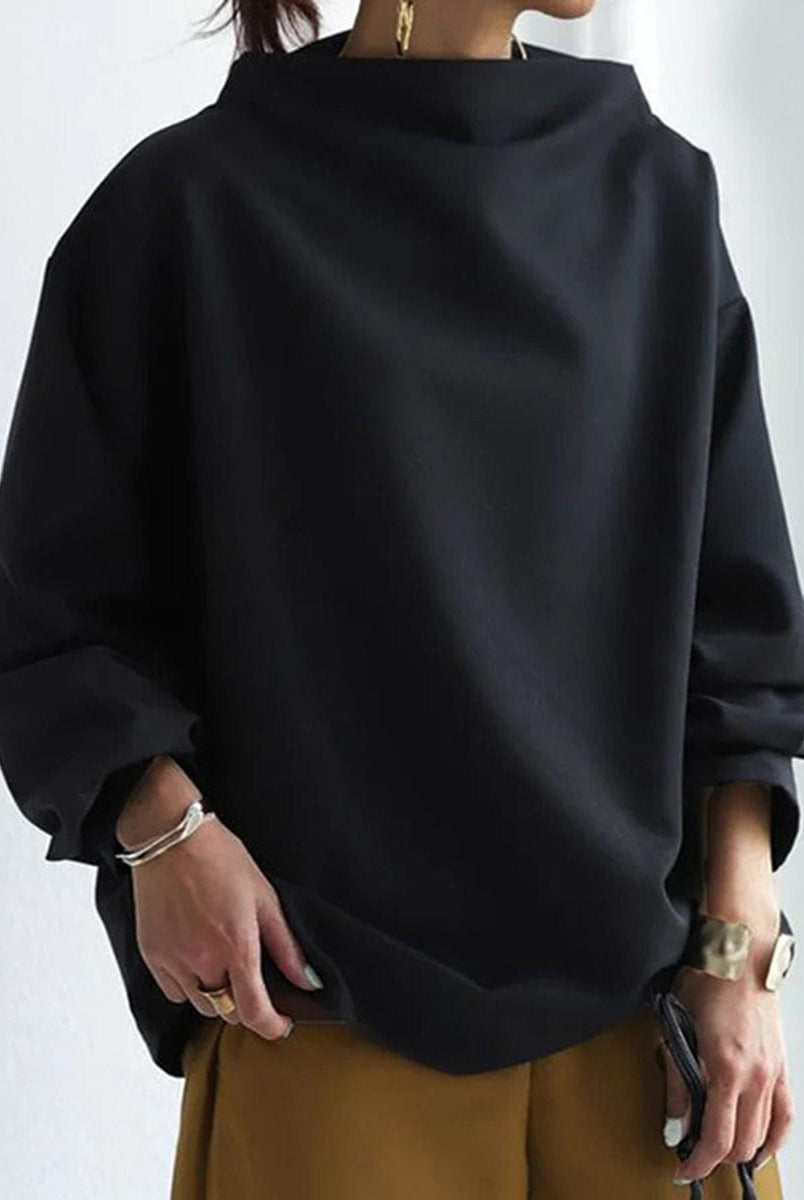 Rachel Lumina high-neck women's top with long sleeves, stylish and elegant, in a soft fabric for a chic everyday look.