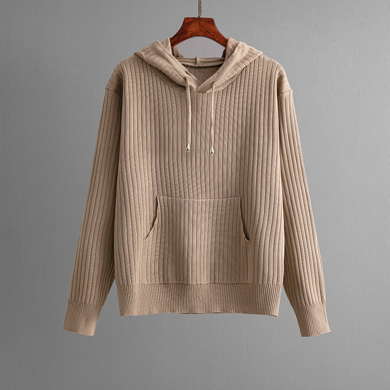 Lumina Wear Serena ribbed stretch cotton blend lounge set with drawstring hoodie, comfortable loungewear ensemble.