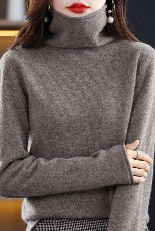 Lumina Wear Sofia cozy loose-fit sweater for women with stacked collar, soft knit fabric, and relaxed style.