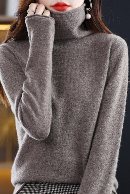 Lumina Wear Sofia cozy loose-fit sweater for women with a stacked collar, soft knit fabric, and relaxed style.