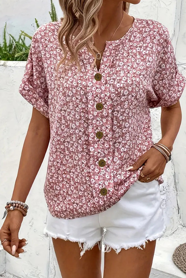 Sophia Lumina Wear floral print blouse with lightweight, airy fabric and long sleeves, stylish for casual or office wear.