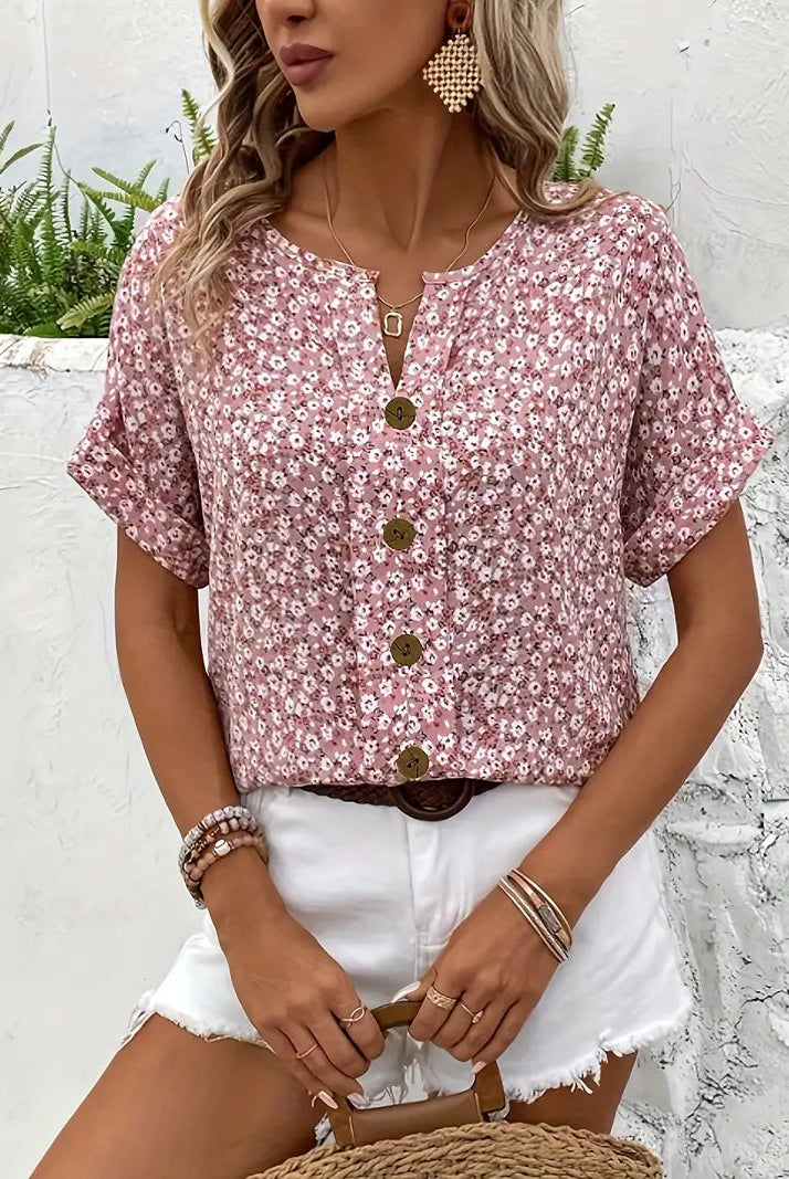 Sophia Lumina floral print blouse featuring a lightweight, breezy design, perfect for casual or summer wear.