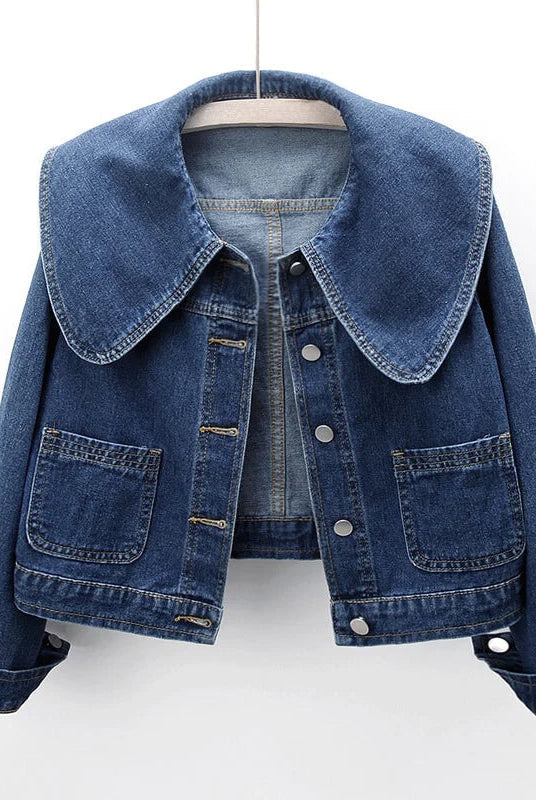 Valentina Lumina Wear classic fit royal blue denim jacket with button closure, casual and stylish for everyday wear.