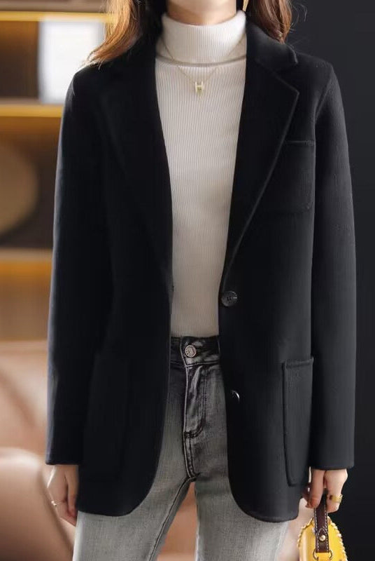 Valentina relaxed fit wool blend winter overcoat with lapel collar by Lumina Wear, shown in a stylish, neutral-colored design.