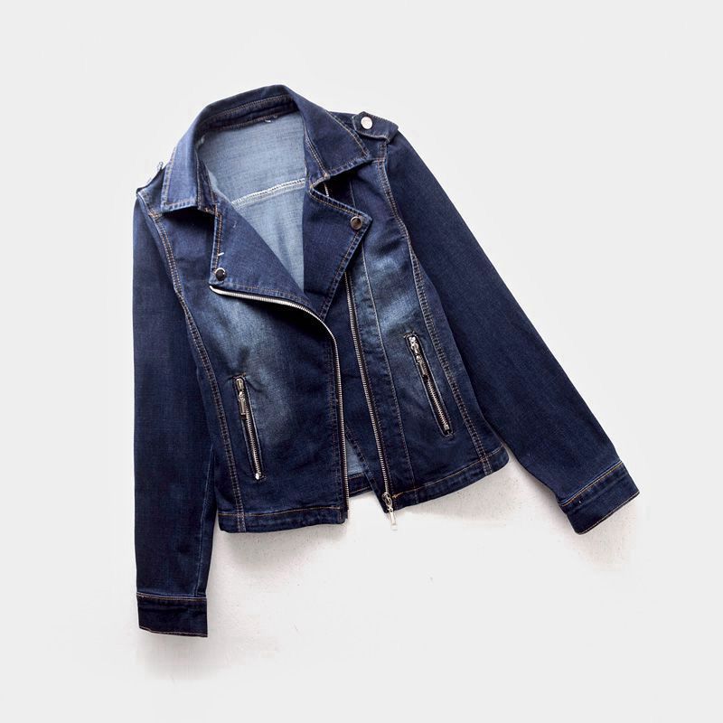 Black vintage moto cut denim jacket with zip pockets by Lumina Wear, featuring a classic design and stylish detailing.