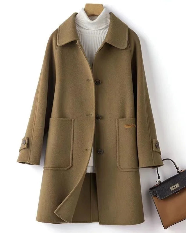 Lumina Wear Victoria classic warm winter coat with front pockets, featuring a cozy design and stylish winter outerwear.