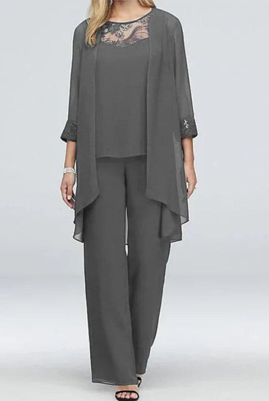 Victoria Lumina Wear elegant spring three-piece pant set featuring versatile style and lightweight fabric, perfect for casual or dressy occasions.