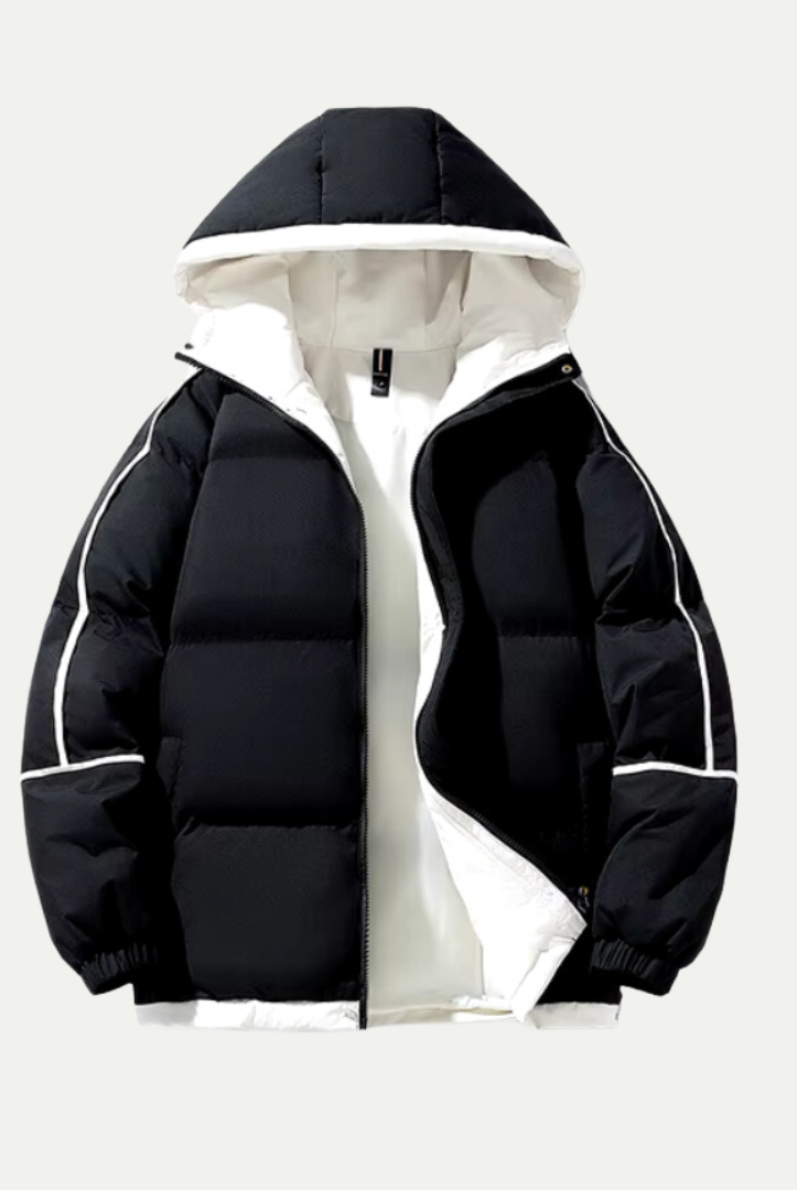Victoria insulated hooded puffer parka by Lumina Wear, relaxed fit with a cozy hood, designed for warmth and comfort.