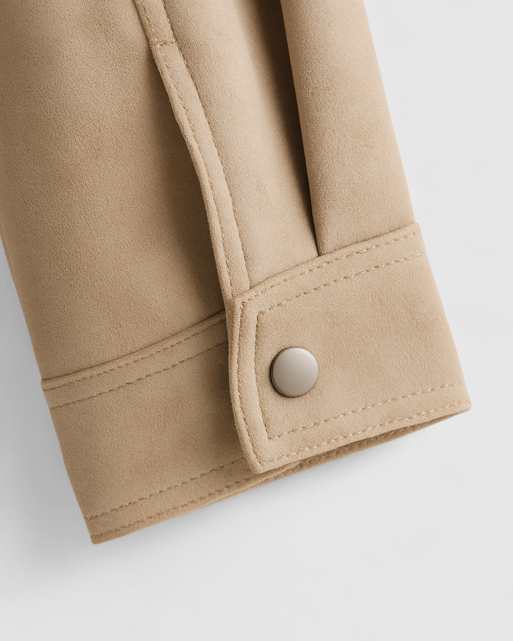 Victoria beige bomber jacket with stand collar from Lumina Wear, stylish lightweight outerwear for casual or trendy looks.
