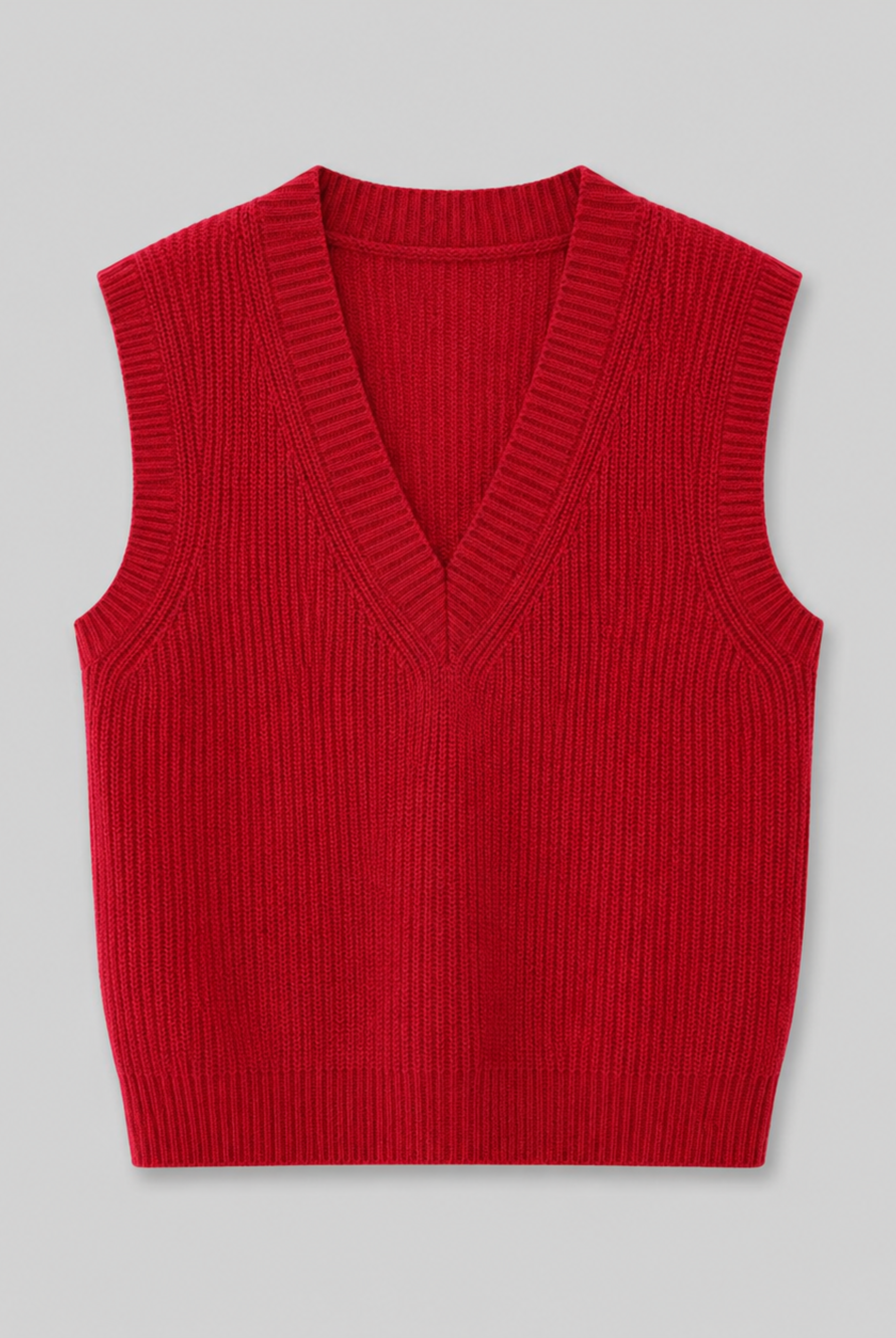 Lightweight V-neck sweater vest with ribbed trims from Lumina Wear, styled with a casual outfit.