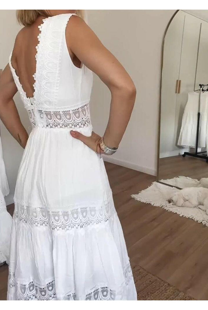 Lumina Vancouver Alexa™ lace V-neck cami dress, stylish sleeveless dress with delicate lace details, perfect for casual or dressy occasions.