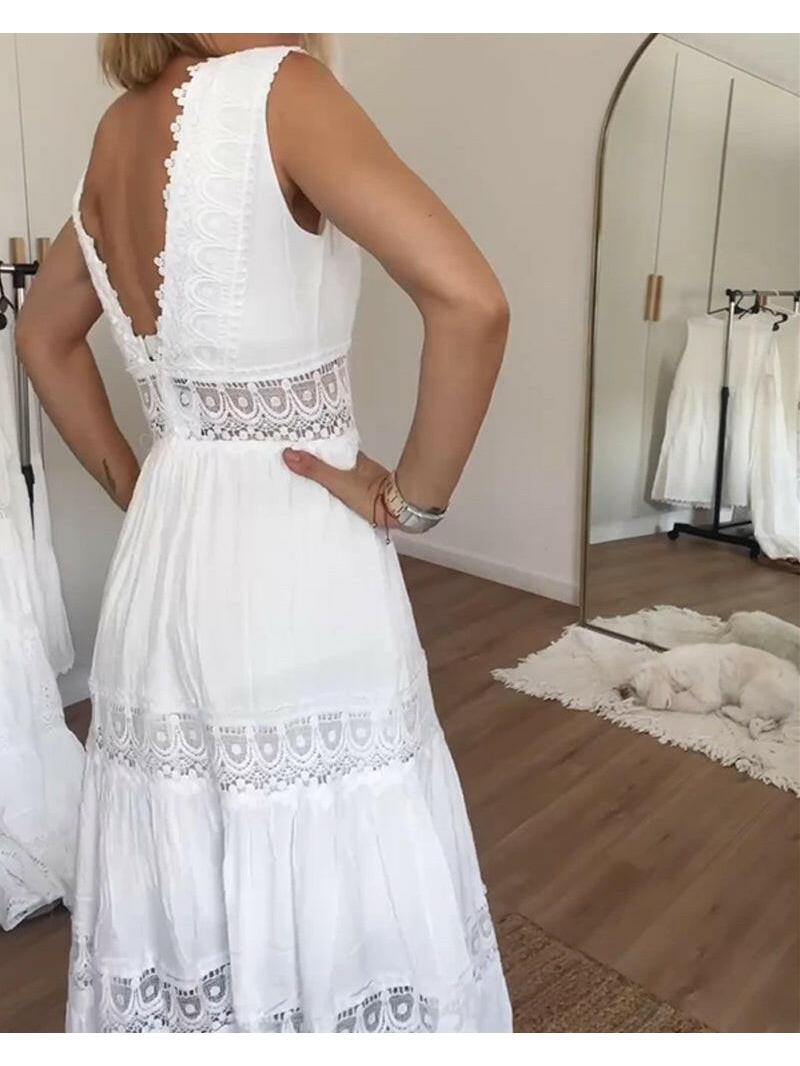 Lumina Vancouver Alexa™ lace V-neck cami dress, stylish sleeveless dress with delicate lace details, perfect for casual or dressy occasions.