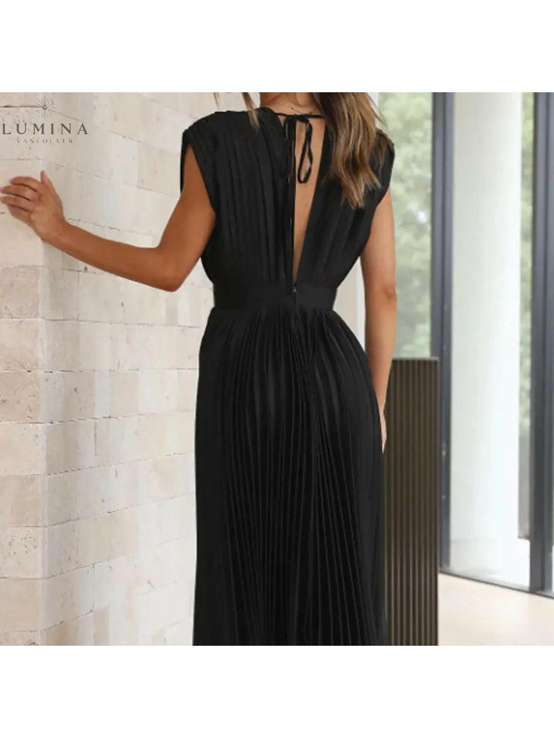 Lumina Vancouver Alexia elegant champagne dress for wedding guests, size 8-10, featuring a sophisticated design.