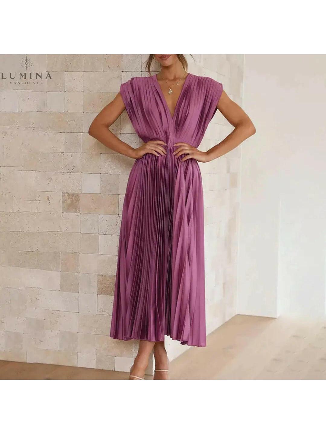 Lumina Vancouver Alexia elegant champagne wedding guest dress in size 8-10, featuring a sophisticated design for special occasions.