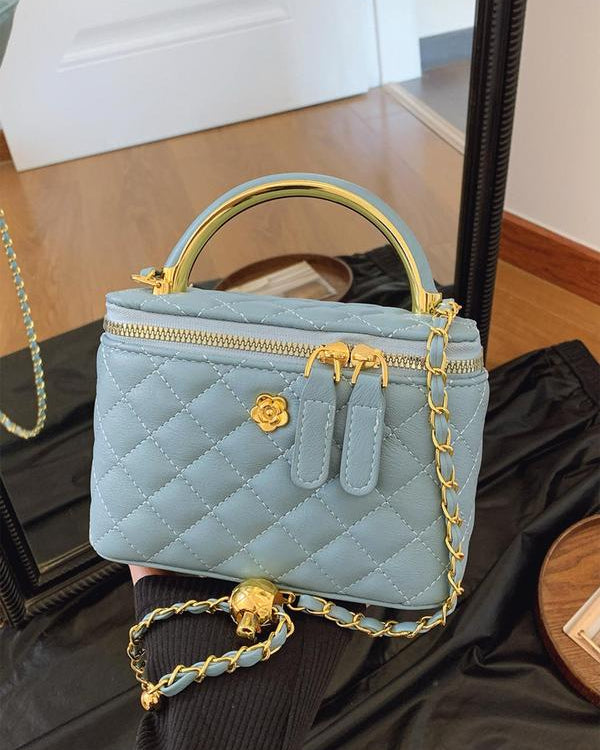 Lumina Wear Alice quilted crossbody handbag with adjustable strap in white, stylish and compact for everyday use.