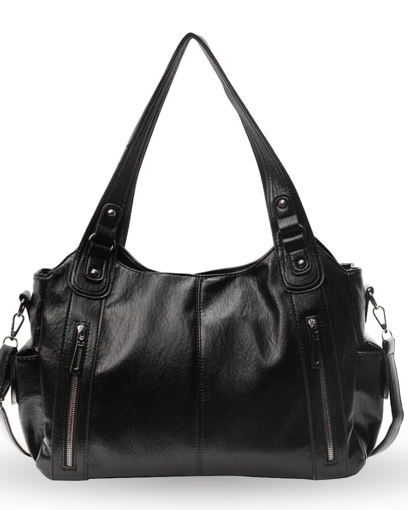 Lumina Wear Aliona black backpack with multiple compartments, stylish school bag for students, versatile and functional.