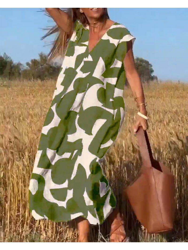 Black Alvina™ Relaxed Abstract Dress by Lumina Vancouver, featuring a flowing design and artistic print.