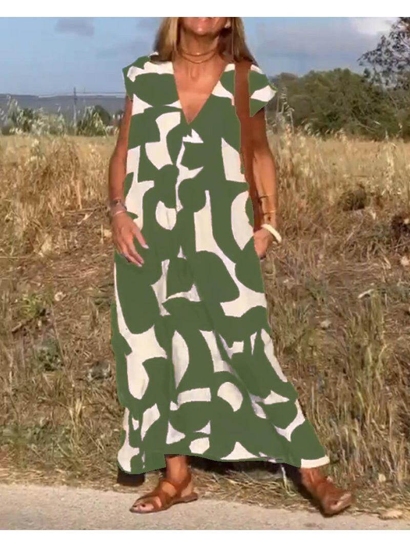 Black Alvina™ Relaxed Abstract Dress by Lumina Vancouver, featuring a flowing silhouette and artistic print.