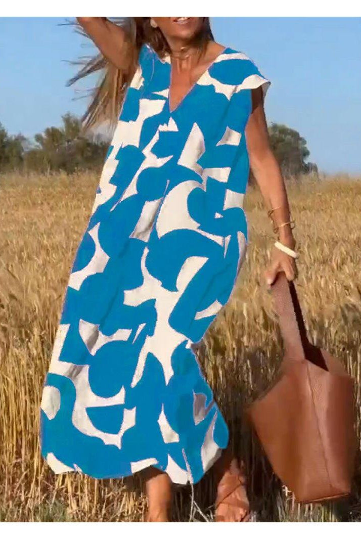 Black Alvina™ Relaxed Abstract Dress by Lumina Vancouver featuring loose fit and artistic pattern.