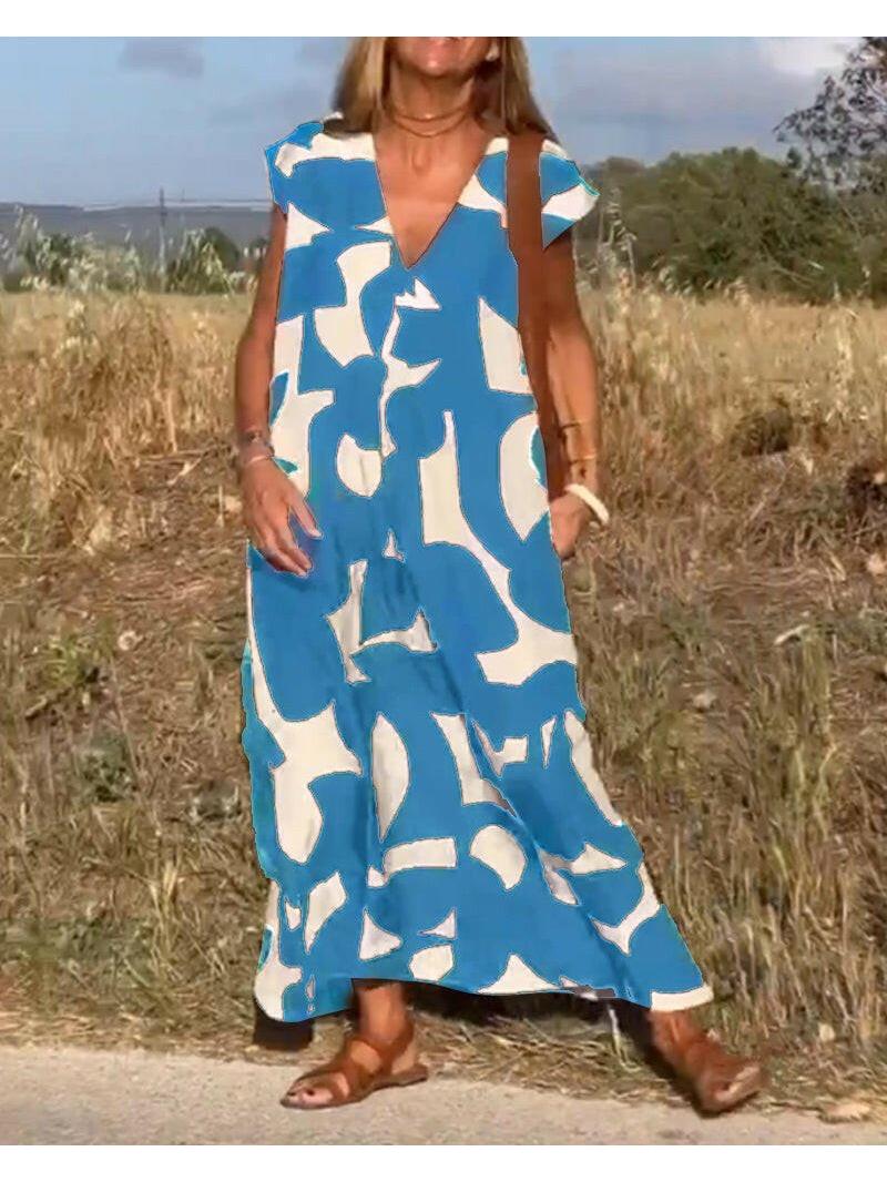 Black Alvina™ Relaxed Abstract Dress by Lumina Vancouver, showcasing a flowing silhouette and artistic print.
