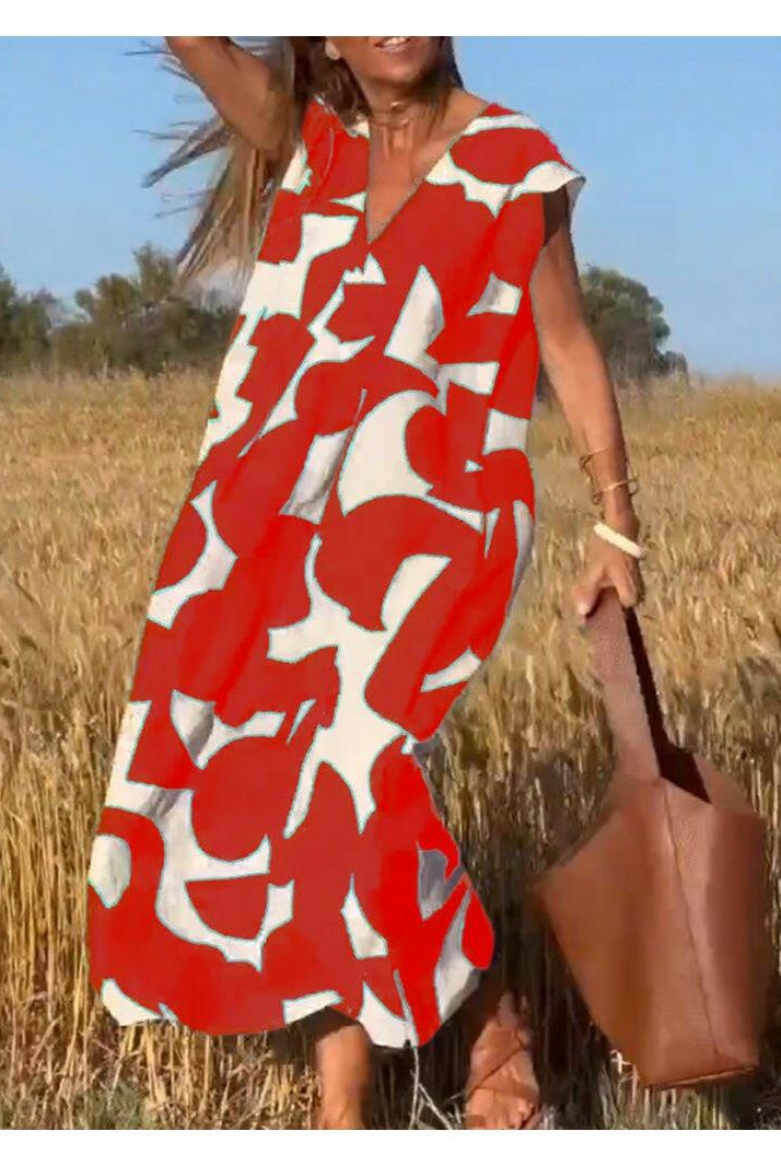 Black Alvina™ Relaxed Abstract Dress by Lumina Vancouver, showcasing a stylish, flowy silhouette with abstract print.