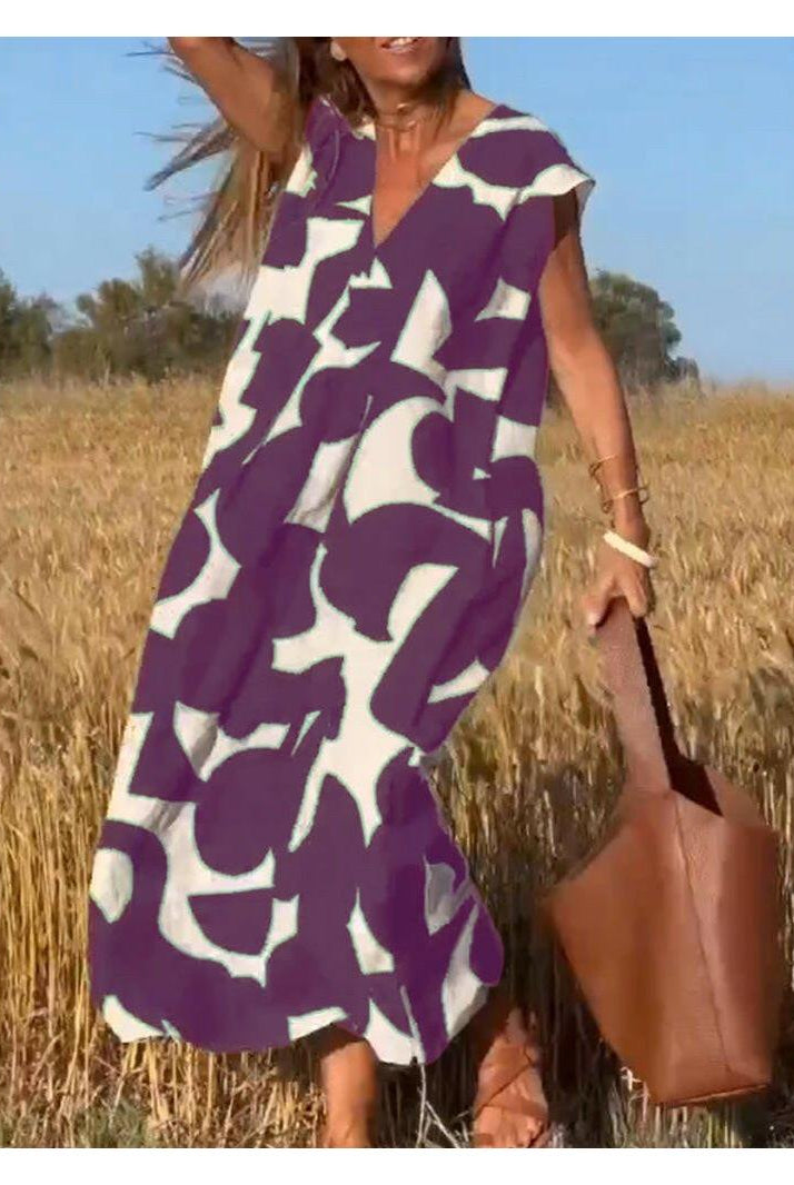 Black Alvina™ Relaxed Abstract Dress by Lumina Vancouver, featuring a loose fit and modern abstract print.
