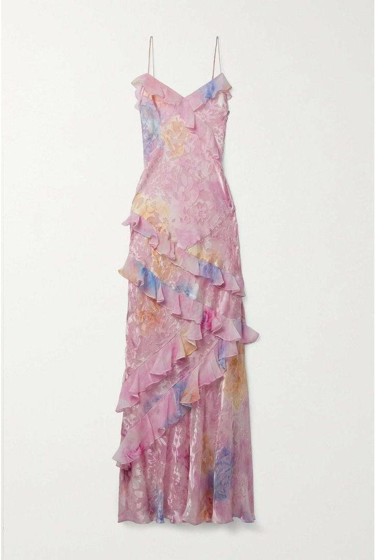 Pink lightweight sleeveless maxi dress by Lumina Wear, featuring a flowy design and casual summer style.
