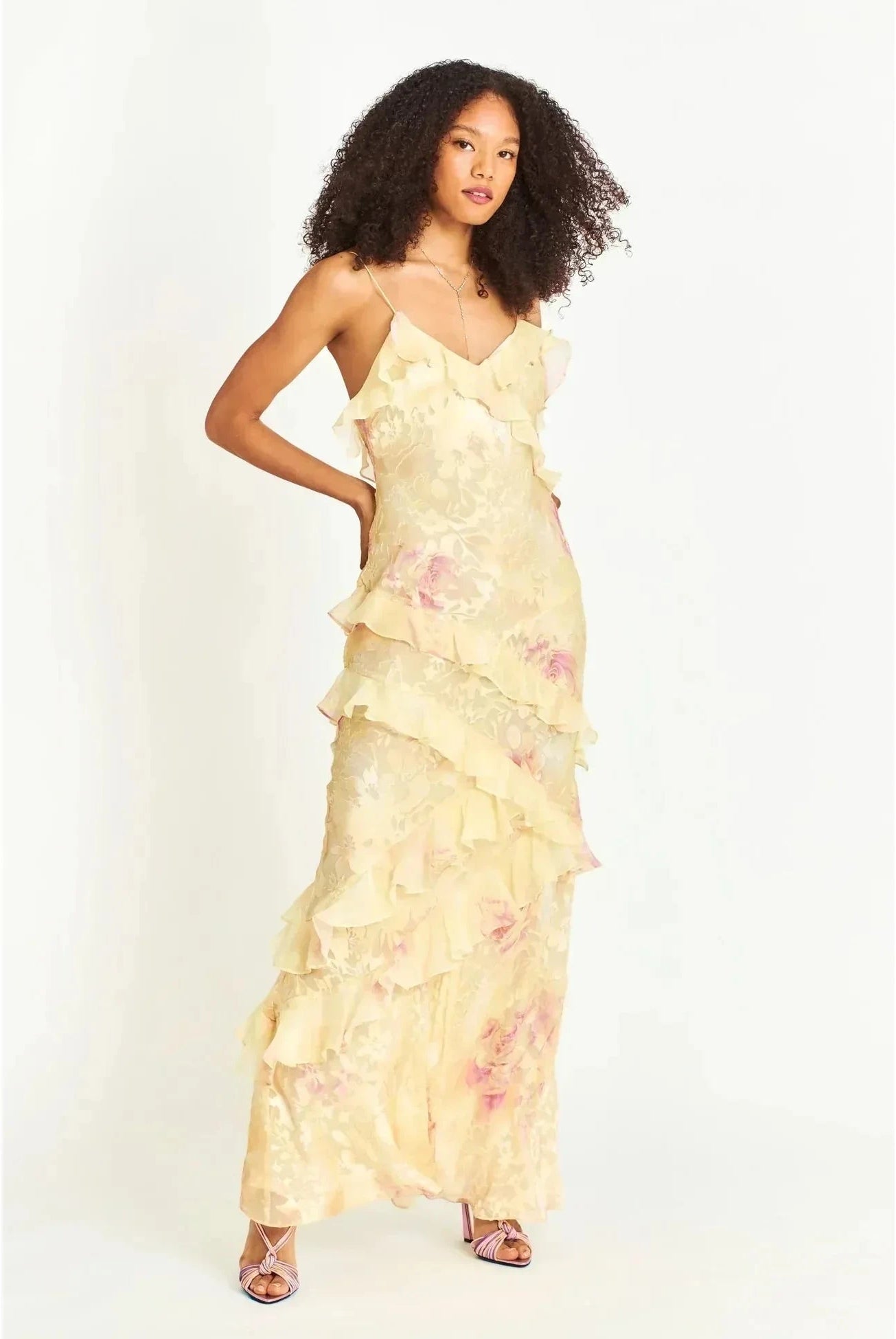 Pink lightweight sleeveless maxi dress by Lumina Wear, shown on a model, perfect for warm weather and casual summer occasions.